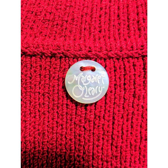 Margaret OLeary Heavy Wool Zip Cardigan Sweater Red Size M Made in USA - Picture 2 of 5